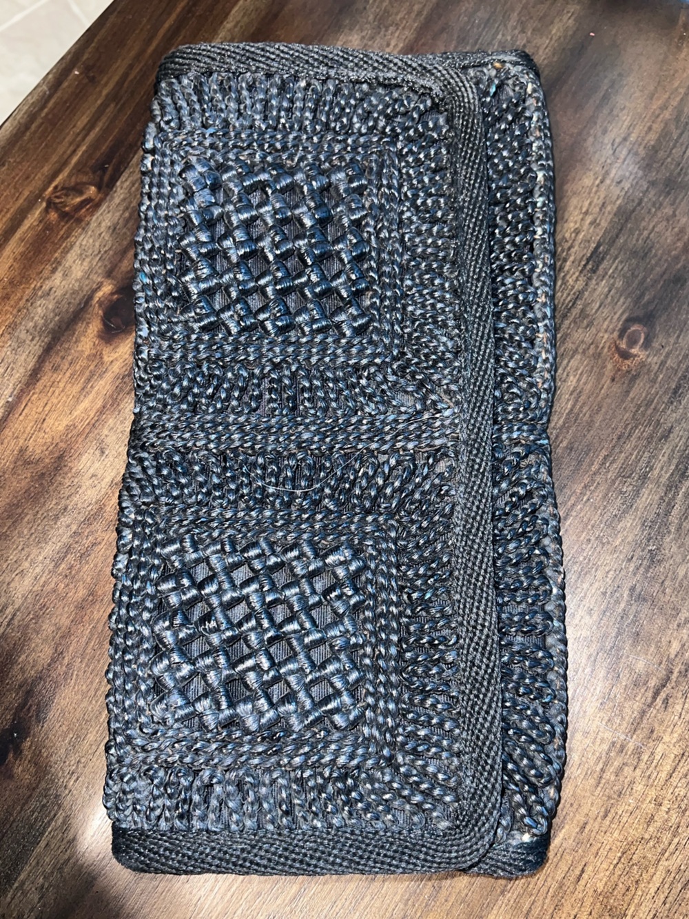 Vintage Maas Brothers Florida Woven Black Clutch Bag Made in Italy Boho